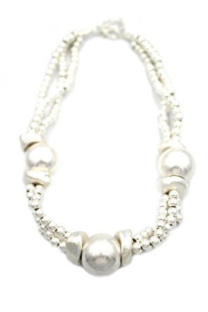 Mat Boncuk Kolye - Gümüş