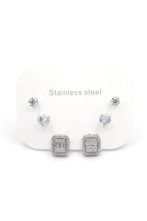 Çoklu Taşlı Küpe - Gümüş