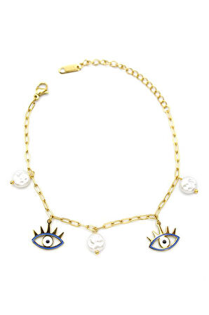 İnci Göz Bileklik - Altın