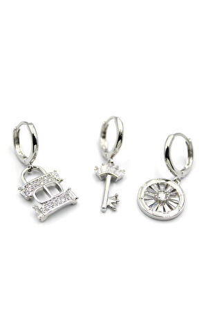 3'lü CD Küpe - Gümüş