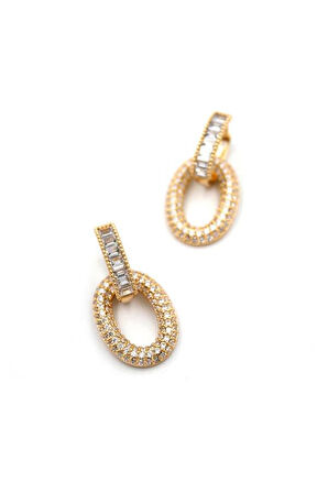 Taşlı Halka Küpe - Rose