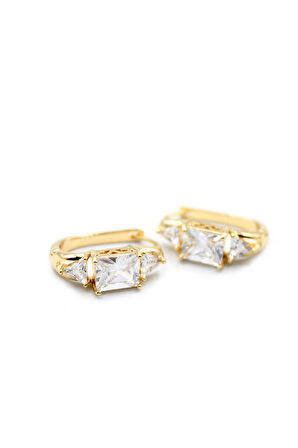 Baget Taşlı Küpe - Altın