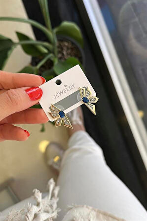 Çiçek Küpe - Mavi