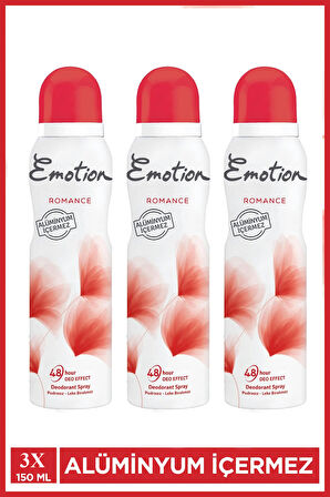 3 Adet Emotion Romance Kadın Vegan Deodorant 150 Ml Hızlı Kurur, Leke Bırakmaz