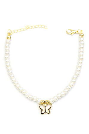 Kelebek İnci Bileklik - Altın