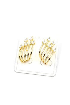 Taşlı Küpe - 14K Altın