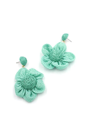 Papatya Hasır Küpe - Turkuaz