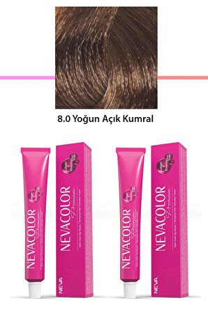 2 li Set Premium 8.0 Yoğun Açık Kumral - Kalıcı Krem Saç Boyası 2 X 50 g Tüp