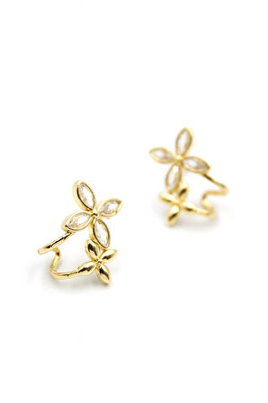 Çoklu Çiçek Küpe - Altın