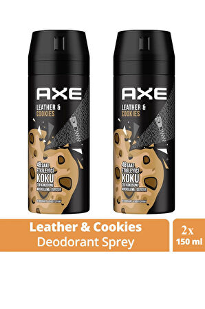 2 Adet Axe Erkek Sprey Deodorant Leather & Cookies 48 Saat Etkileyeci Koku 150 ml