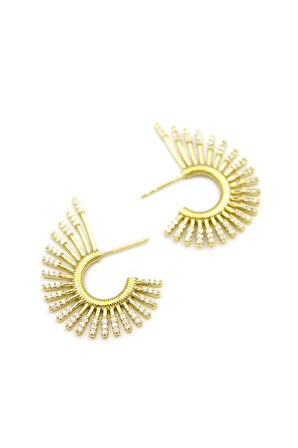 Taşlı Küpe - 14K Altın