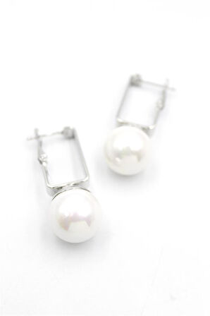 İncili Küpe - Beyaz