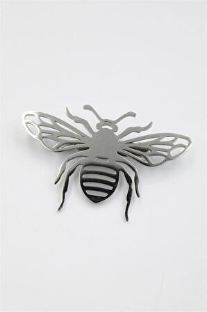 Çelik Arı Broş - Gümüş