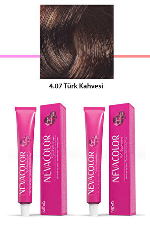 2 li Set Premium 4.07 Türk Kahvesi - Kalıcı Krem Saç Boyası 2 X 50 g Tüp