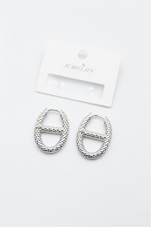 Oval Halka Küpe - Gümüş