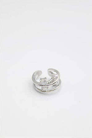 Taşlı Kıkırdak Küpe - Gümüş