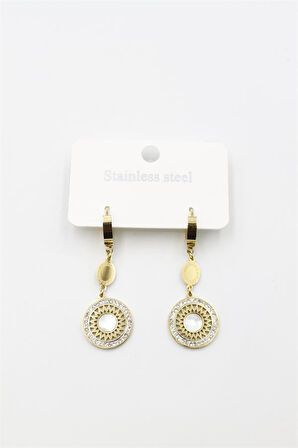 Taşlı Küpe - Altın