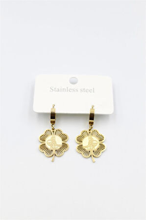 Tuğra Yonca Küpe - Altın