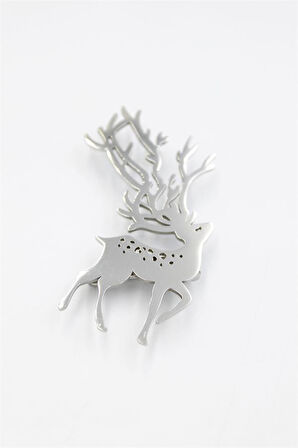Çelik Geyik Broş - Gümüş