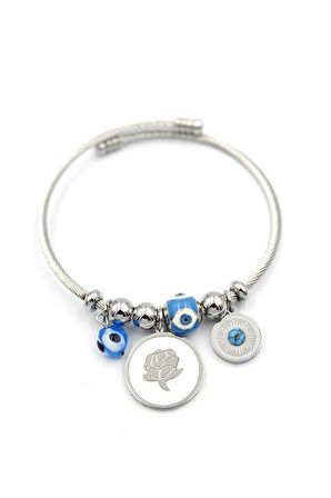 Gül Charm Bilezik - Gümüş