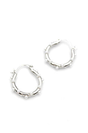 İncili Halka Küpe - Gümüş