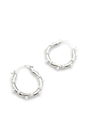 İncili Halka Küpe - Gümüş