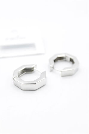 Sekizgen  Küpe - Gümüş