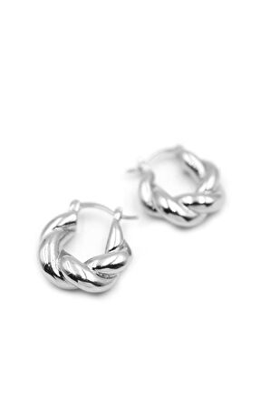 Örgü Halka Küpe - Gümüş