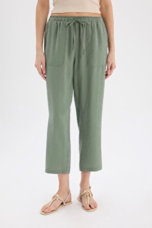 DeFacto Straight Fit Çift Cepli Yüksek Bel Düz Paça Modal Kumaş Pantolon E5962AX25SPGN460