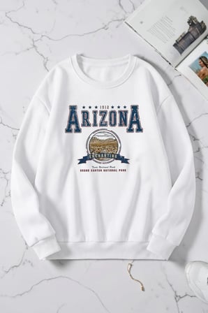 Unisex Arizona Baskılı Bisiklet Yaka Sweatshirt