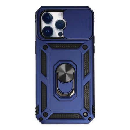 Apple İphone 14 Pro Kılıf Pars Lens Yüzüklü Silikon - Lacivert