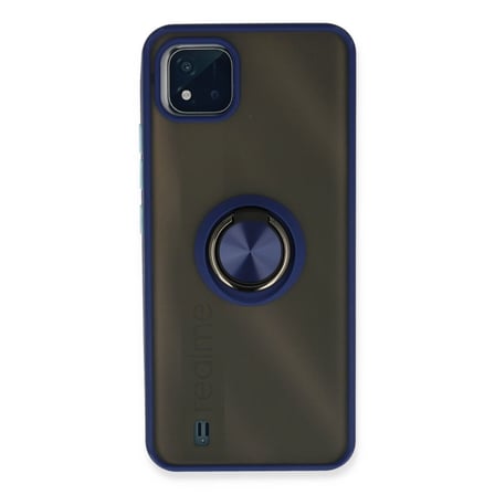 Realme C11 2021 Kılıf Montreal Yüzüklü Silikon Kapak - Lacivert