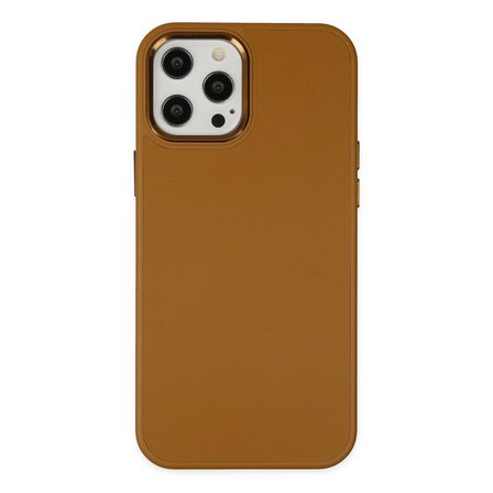 Apple İphone 12 Pro Max Kılıf Asya Deri Silikon - Kahverengi