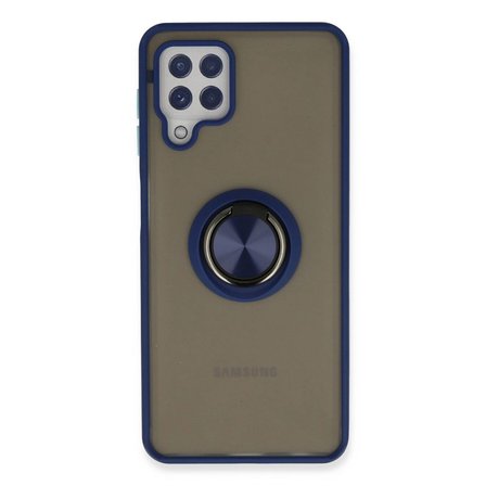 Samsung Galaxy A22 Kılıf Montreal Yüzüklü Silikon Kapak - Lacivert