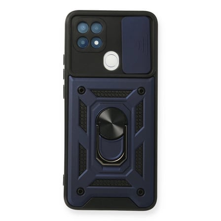 Oppo A15 Kılıf Pars Lens Yüzüklü Silikon - Lacivert