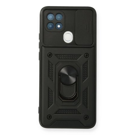 Oppo A15 Kılıf Pars Lens Yüzüklü Silikon - Siyah