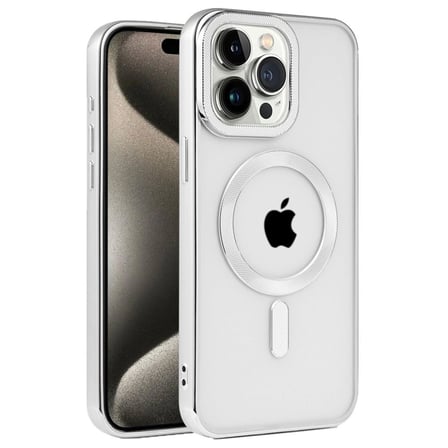 Apple İphone 15 Pro Kılıf Kronos Magsafe Kapak - Gümüş