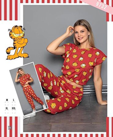 Kırmızı Garfıeld Pijama Takımı