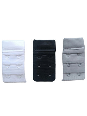 2 Kancalı 3 Sıralı Ağraf Set 3'lü Siyah Beyaz Gri