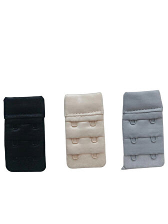 2 Kancalı 3 Sıralı Ağraf Set 3'lü Siyah Gri Ten