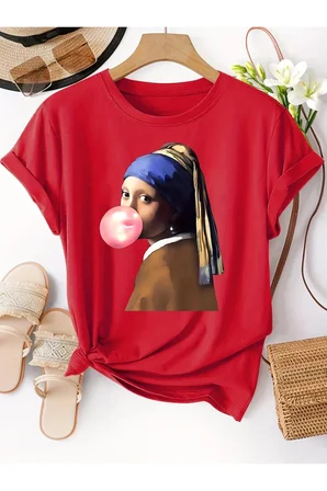 Unisex Mona Lisa Baskılı Tasarım Tshirt