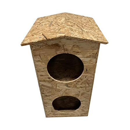 Reyo Kedi Evi Dış Ortam Uygun Ahşap Kedi Evi Dublex OSB 66x39x32 cm - CAT10
