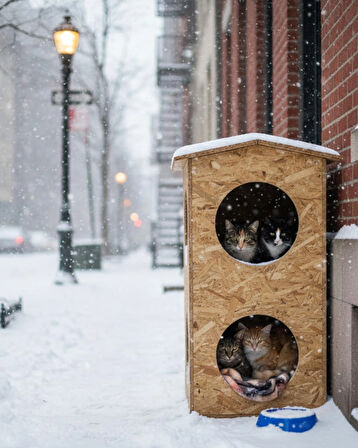 Reyo Kedi Evi Dış Ortam Uygun Ahşap Kedi Evi Dublex OSB 66x39x32 cm - CAT10