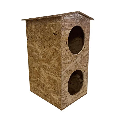 Reyo Kedi Evi Dış Ortam Uygun Ahşap Kedi Evi Dublex OSB 66x39x32 cm - CAT10