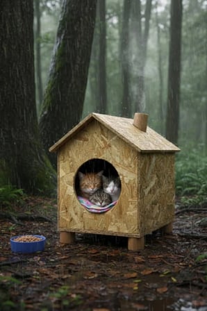 Reyo Orta Boy Kedi Evi OSB Su Yalıtımlı Rüzgar ve Soğuğa Dayanıklı Ahşap Kedi Evi, Sokak Hayvanları İçin Kedi Barınağı, Kedi Yuvası 43x40x37 cm CAT14