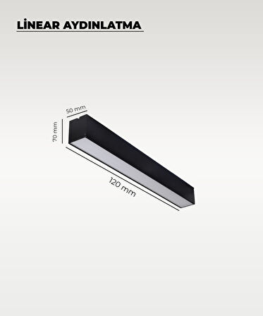120 cm Siyah Metal Kasa Lineer Aydınlatma 3200K (Sarı Işık)