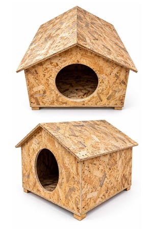 Reyo 50x50x35 cm Kedi Evi, Dış Ortama, Rüzgar ve Soğuğa Dayanıklı Ahşap Kedi Yuvası, Yavru ve Yetişkin Kediler İçin Barınak OSB CAT17