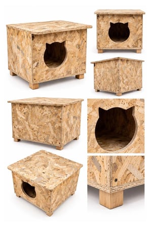 Reyo Yetişkin ve Yavru Kedi Evi İç ve Dış Mekana Uygun Kedi Evi, Sokak Kedileri İçin Yuva, Kedi Barınağı 50x35x30 cm CAT19