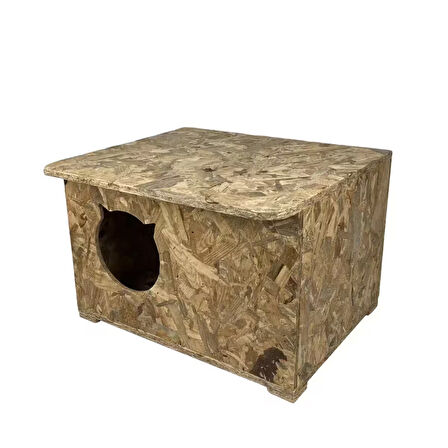 Reyo Kedi Evi Dış Ortam Uygun Ahşap Kedi Evi OSB 50x35x30 cm - CAT13