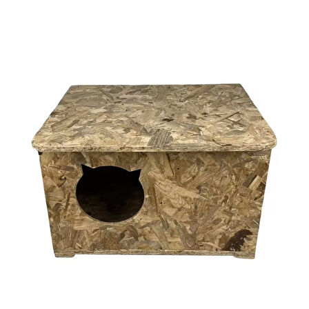 Reyo Kedi Evi Dış Ortam Uygun Ahşap Kedi Evi OSB 50x35x30 cm - CAT13
